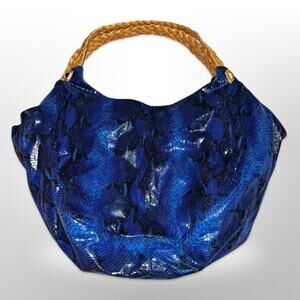 Gorgeous Gianni Bini Bag Blue with Fun Fuchsia Lining